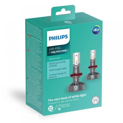 Лампы светодиодные PHILIPS H8/H11/H16 11366U50CWX2 LED Fog Ultinon Pro5000 +160% 12/24V