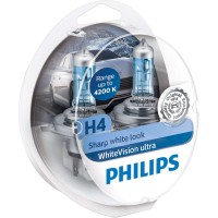 Комплект галогеновых ламп PHILIPS 12342WVUSM H4 60/55W 12V P43t WhiteVision ultra +60%