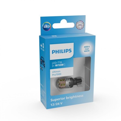 Світлодіодна лампа PHILIPS 11067CU70X1 W16W (T15) LED Ultinon Pro7000 W2.1X9.5d WHITE 12/24V (1 шт)
