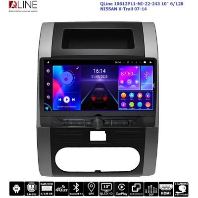 Штатна магнітола QLine 10612P11-NI-22-243 10" 6/128 NISSAN X-Trail 07-14