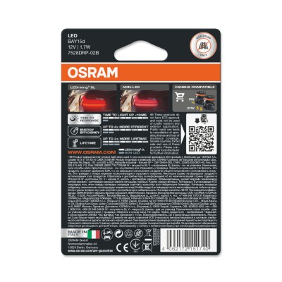 LED лампа OSRAM LEDriving SL 7528DRP-02b P21/12V 5W BAY15d RED