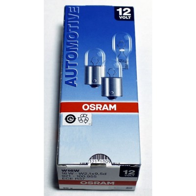 Галогенная лампа OSRAM 921-02B W16W 12V W2,1X9,5 2X10 Blister