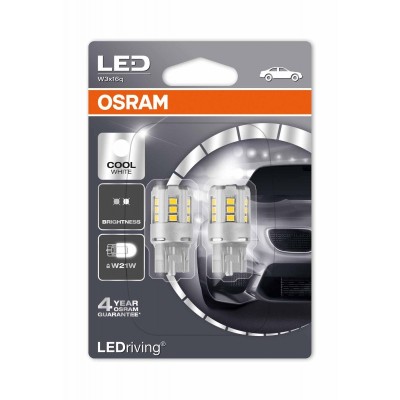 LED лампа OSRAM 7705CW W21W 12V W3X16d 6000K 2pcs. blister