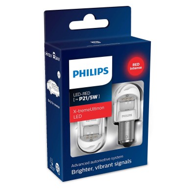LED лампа PHILIPS 11499XURX2 P21/5W 12/24 X2 RED