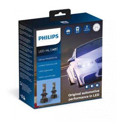 Лампы светодиодные PHILIPS LED H7 Ultinon Pro9000 + 250% 12/24V 18W (11972U90CWX2)
