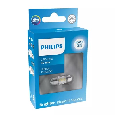 Світлодіодна лампа Philips 11860WU60X1 White Ultinon Pro6000 12V C5W 30mm 4000K 1pcs. blister