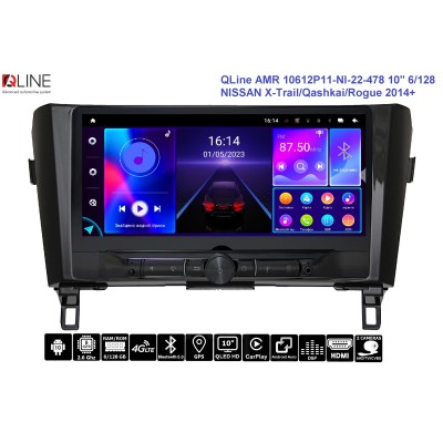 Автомагнітола QLine AMR 10612P11-NI-22-478А 10" 6/128 NISSAN X-Trail/Qashkai/Rogue 2014+ (з підсилювачем)