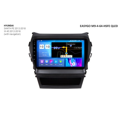 Штатная автомагнитола EasyGo M9-4-64-HSFE QLED Hyundai Santa Fe, iX-45 2012-2018