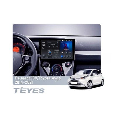 Штатна магнітола Teyes X1 2+32 Gb Peugeot 108/Toyota Aygo B40 2014-2021 10"