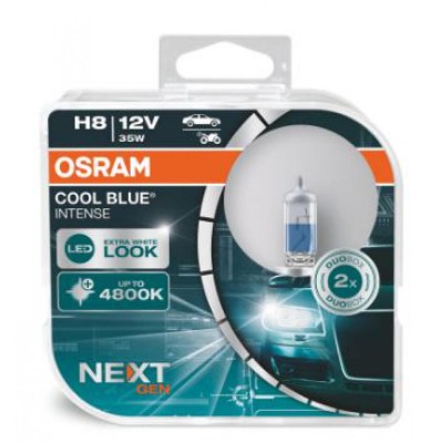 Лампа галогенная Osram H8 12V 35W PGJ19-1 Cool Blue Intense Next Gen +100% 2шт/комп (64212CBN-HCB)