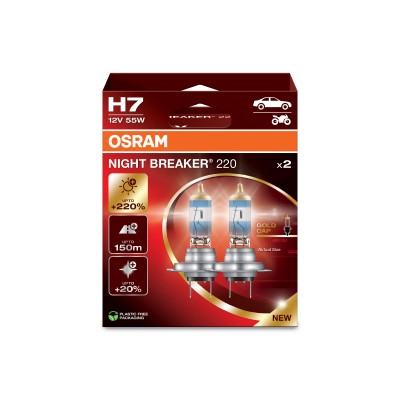 Комплект галогенових ламп Osram 64210NB220-2HB H7 Night Breaker +220% 55W 12V PX26d HardDuopet