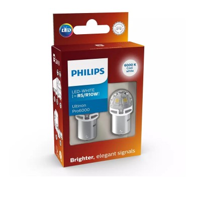 Комплект светодиодных ламп Philips 24805CU60X2 R5W/R10W LED Ultinon Pro6000 12V/24V BA15s white