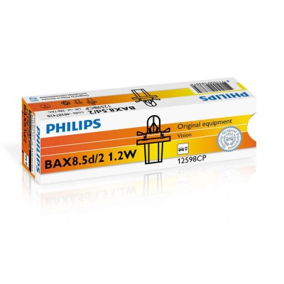 Комплект галогенових ламп Philips BAX 8.5d/2 Black, 10шт/картон 12598CP