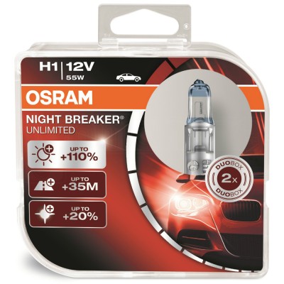 Галогенна лампа OSRAM 64150NBU NightBreakerUnlimited +110% H1 12V 55W P14.5S 10X2 HardDuopet