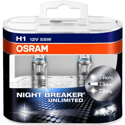 Галогенна лампа OSRAM 64150NBU NightBreakerUnlimited +110% H1 12V 55W P14.5S 10X2 HardDuopet