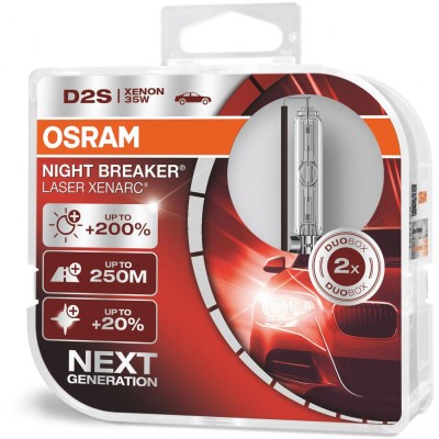 Ксеноновая лампа OSRAM 66240XNL-DUO Night Breaker Laser +200% D2S 85V 35W P32d-2 XENARC комплект