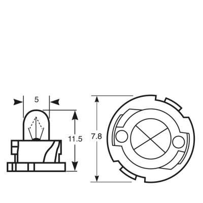 Указательная лампа накаливания RING 509TFBK/12 12v 1.2w F4.8 (Black Base) Panel Bulb