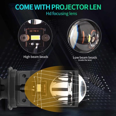 Комплект светодиодных линз HeadLight Y6D BI-LED H4 25/35W mini
