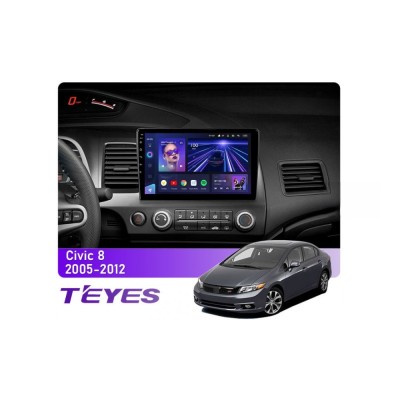 Штатна магнітола Teyes CC3 6+128 Gb Honda Civic 8 FK FN FD 2005-2012 10"