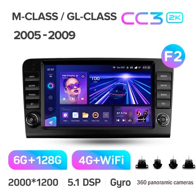 Штатна магнітола Teyes CC3 6+128 Gb з коловим оглядом 360° Mercedes Benz ML GL ML350 GL320 X164 2005-2009 (F2) 9" 2k (L1)