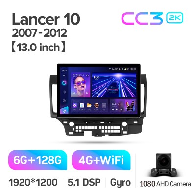 Штатна магнітола Teyes CC3 6+128 Gb Mitsubishi Lancer 10 CY 2007-2012 (B) 13" 2k