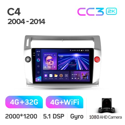 Штатна магнітола Teyes CC3 4+32 Gb Citroen C4 LA LC C-Triomphe C-Quatre 2004-2014 9" 2k
