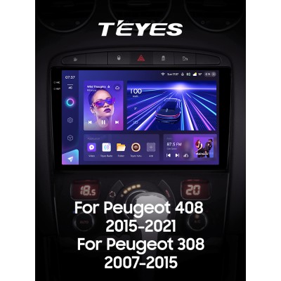 Штатна магнітола Teyes CC3 4+32 Gb Peugeot 408 1 T7 2012-2020 For Peugeot 308 2007-2015 9" 2k