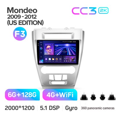 Штатна магнітола Teyes CC3 6+128 Gb з коловим оглядом 360° Ford Mondeo (F3) (US EDITION) 2009-2012 10" 2k