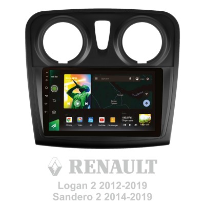 Штатна магнітола SIGMA X9464 ANDROID 10 4+64 Gb 4G DSP Renault Logan 2 2012-2022 Sandero 2 2013-2022 (F2) (A) 9"