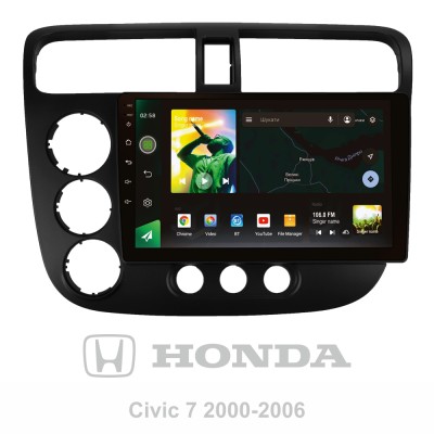 Штатна магнітола SIGMA X9464 ANDROID 10 4+64 Gb 4G DSP Honda Civic 7 2000-2006 9"