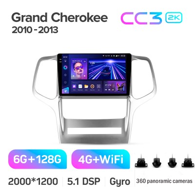 Штатна магнітола Teyes CC3 6+128 Gb з коловим оглядом 360° Jeep Grand Cherokee WK2 2010-2013 9" 2k (L2)