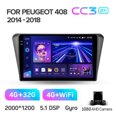 Штатна магнітола Teyes CC3 4+32 Gb Peugeot 408 2014-2018 10" 2k