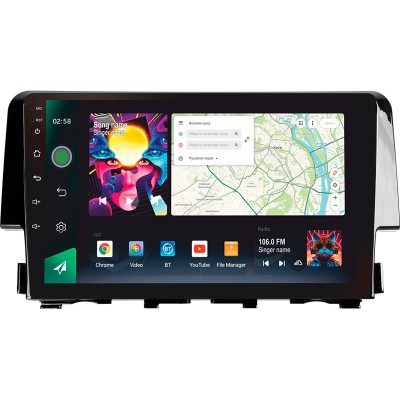Штатна магнітола SIGMA PRO 9464 ANDROID 10 4+64 Gb 4G DSP Honda Civic 10 FC FK 2015-2020 9"
