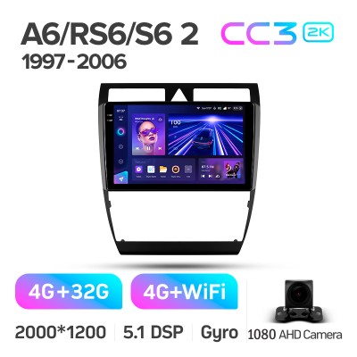 Штатна магнітола Teyes CC3 4+32 Gb Audi A6 2 1997-2004 S6 2 1999-2004 RS6 1 2002-2006 9" 2k