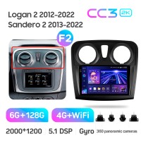 Штатна магнітола Teyes CC3 6+128 Gb Renault Logan 2 2012-2022 Sandero 2 2013-2022 (F2) (B) 9" 2k (L1)