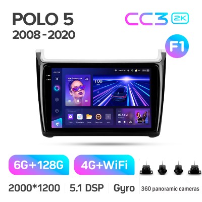 Штатна магнітола Teyes CC3 6+128 Gb з коловим оглядом 360° Volkswagen POLO 5 (F1) 2008-2020 9" 2k
