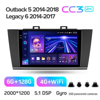 Штатна магнітола Teyes CC3 6+128 Gb з коловим оглядом 360° Subaru Outback 5 2014-2018 Legacy 6 2014-2017 9" 2k (L1)