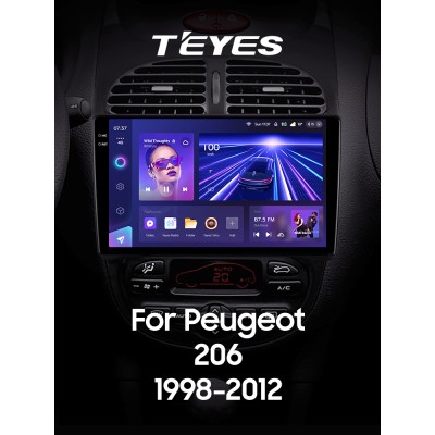 Штатна магнітола Teyes CC3 6+128 Gb з коловим оглядом 360° Peugeot 206 1998-2012 9" 2k (L1)