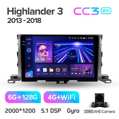 Штатна магнітола Teyes CC3 6+128 Gb Toyota Highlander 3 XU50 2013-2018 10" 2k (L1)