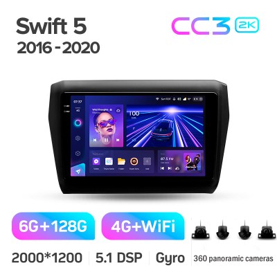 Штатна магнітола Teyes CC3 6+128 Gb з коловим оглядом 360° Suzuki Swift 5 2016-2020 9" 2k