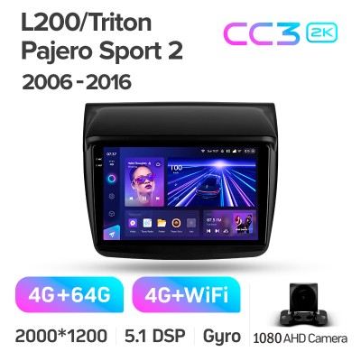 Штатна магнітола Teyes CC3 4+64 Gb Mitsubishi Pajero Sport 2 L200 Triton 2008-2016 9" 2k