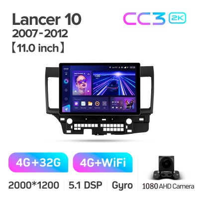 Штатна магнітола Teyes CC3 4+32 Gb Mitsubishi Lancer 10 CY 2007-2012 (A) 11" 2k