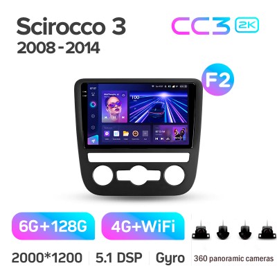 Штатна магнітола Teyes CC3 6+128 Gb з коловим оглядом 360° Volkswagen Scirocco 3 III Mk3 2008-2014 (F2) 9" 2k