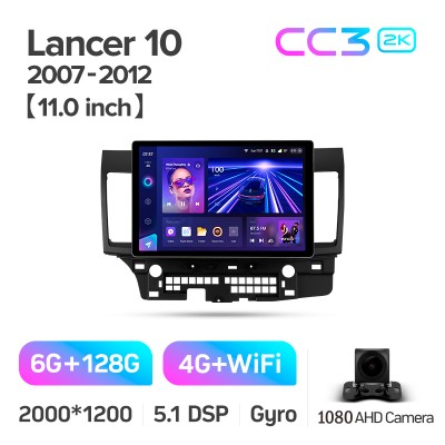 Штатна магнітола Teyes CC3 6+128 Gb Mitsubishi Lancer 10 CY 2007-2012 (B) 11" 2k