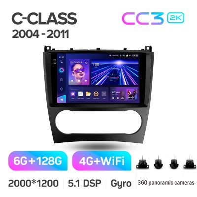 Штатна магнітола Teyes CC3 6+128 Gb з коловим оглядом 360° Mercedes Benz C-Class W203 CL203 C209 A209 2004-2011 9" 2k (L1)