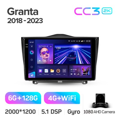Штатна магнітола Teyes CC3 6+128 Gb LADA Granta Cross 2018-2023 9" 2k