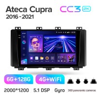 Штатна магнітола Teyes CC3 6+128 Gb з коловим оглядом 360° Seat Ateca Cupra 2016-2021 9" 2k