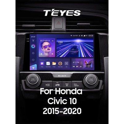 Штатна магнітола Teyes CC3 4+64 Gb Honda Civic 10 FC FK 2015-2020 9" 2k