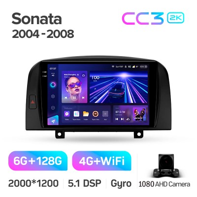 Штатна магнітола Teyes CC3 6+128 Gb Hyundai Sonata NF 2004-2008 9" 2k