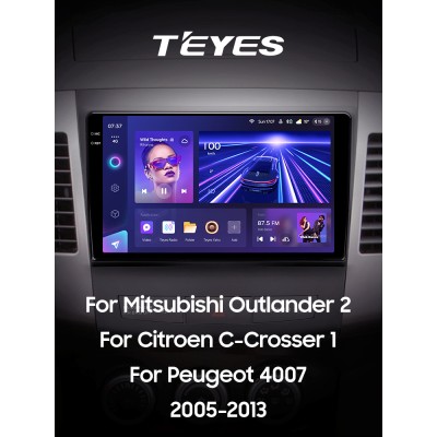 Штатна магнітола Teyes CC3 6+128 Gb Mitsubishi Outlander 2 CW0W 2005-2013 / Citroen C-Crosser 1 2007-2013 / Peugeot 4007 2007-2012 (B) 9" 2k